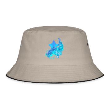 Hellblauer chinesischer Drache - Bucket Hat - Khaki/Schwarz - Vorne
