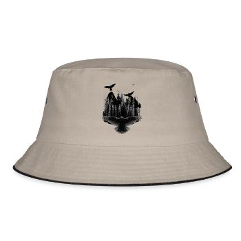 Fantasy Dark Wildtiere Vögel Natur Wildnis - Bucket Hat - Khaki/Schwarz - Vorne