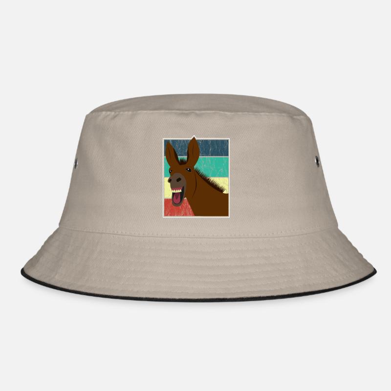 Maultier Muli Esel Pferd Vintage Geschenk - Bucket Hat - Khaki/Schwarz