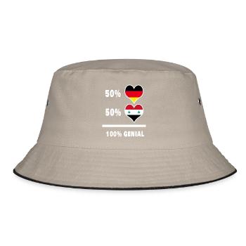 Deutschland und Syrien 100% Genial / Geschenk - Bucket Hat - Khaki/Schwarz - Vorne