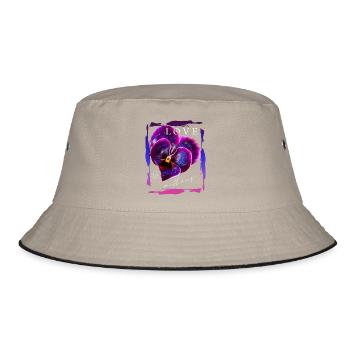 Love matters Blume Valentinstag Romantiker Spruch - Bucket Hat - Khaki/Schwarz - Vorne
