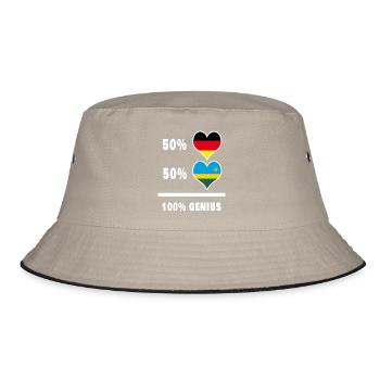 Deutschland und Ruanda 100% Genial / Geschenk - Bucket Hat - Khaki/Schwarz - Vorne