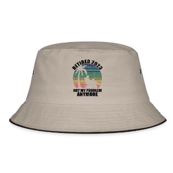 Ruhestand 2023 Ruhestand Geschenk für Männer & Frauen Lustig - Bucket Hat - Khaki/Schwarz - Vorne