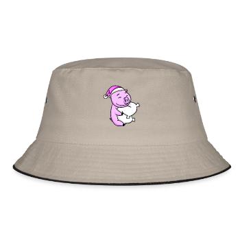 Cochon avec oreiller et bonnet de couchage - Bob - kaki/noir - Devant