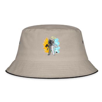 Cat Cat Breed Burma - Angel and Devil - Bucket Hat - khaki/black - Front