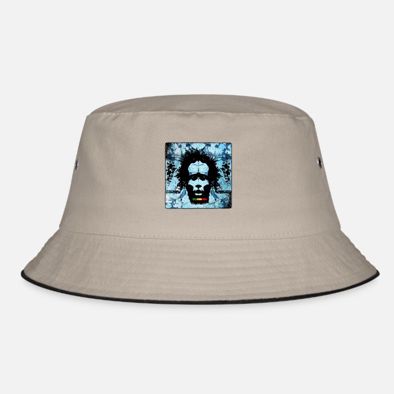Reggae Mann Portrait mit Graffiti Stil Bucket Hat