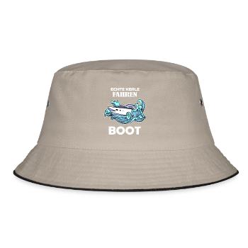 Boote Motorboot Kapitän Boot Seefahrt Geschenk - Bucket Hat - Khaki/Schwarz - Vorne