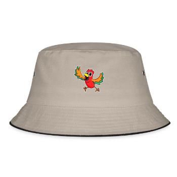 Papagei Vogel Vögel - Bucket Hat - Khaki/Schwarz - Vorne