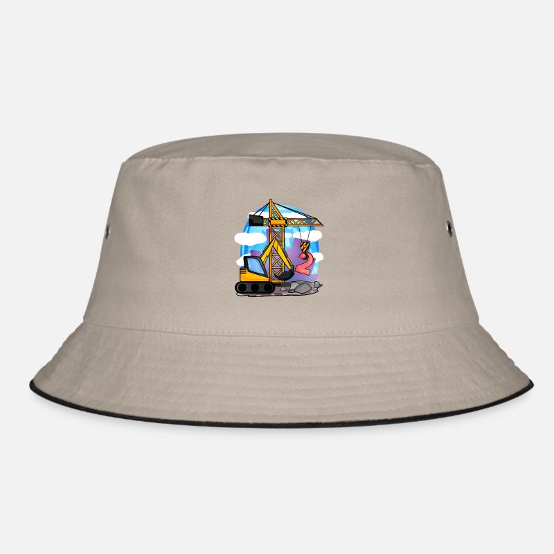 2nd birthday 2 years crane construction site excavator boy Bucket Hat