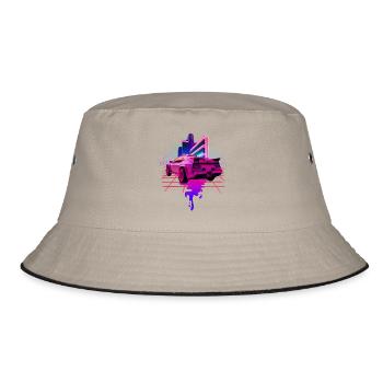 Retro Wave Sports Car Vaporwave - Bucket Hat - khaki/black - Front