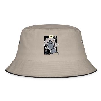 Angel Girl with Halo - Bucket Hat - khaki/black - Front