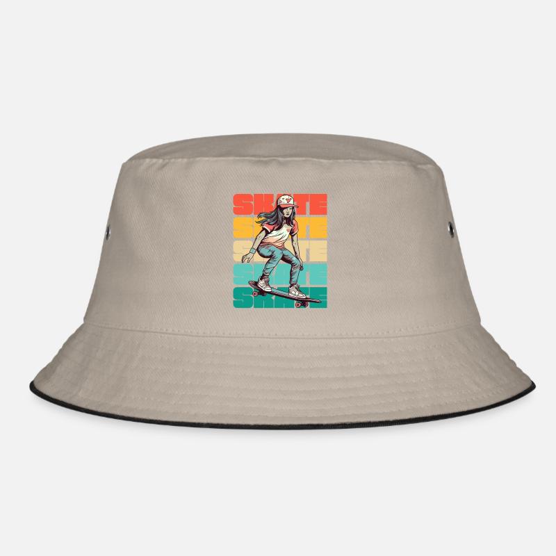 Skateboarding Cool Skater Mädchen Bunt Bucket Hat