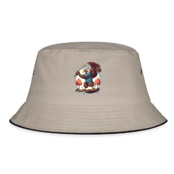 Eagle swings the golf club - Bucket Hat - khaki/black - Front