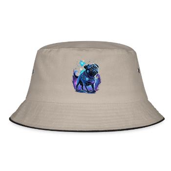Midnight Magic Pug Dog - Bucket Hat - khaki/black - Front
