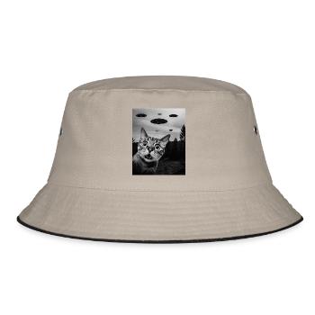 Cat Alien Invasion Uap Weirdcore - Bucket Hat - khaki/black - Front