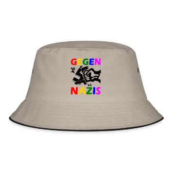 Gegen nazis - Bucket Hat - Khaki/Schwarz - Vorne