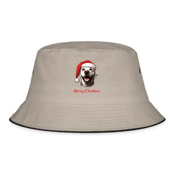 Merry Christmas - Labbi Labrador Weihnachten - Bucket Hat - Khaki/Schwarz - Vorne