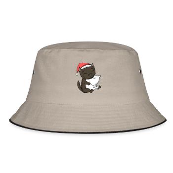 Cat Cute Havana Cat Tired Christmas - Bucket Hat - khaki/black - Front