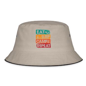 Eat Sleep Camp Repeat Outdoors - Bucket Hat - khaki/black - Front
