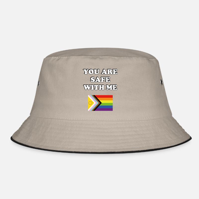 You Are Safe With Me Inclusive Pride Progress Flag Bucket Hat