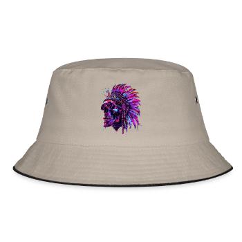 Indian Skull Indian Native American - Bucket Hat - khaki/black - Front