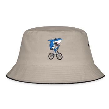T-shirt de vélo d’équitation de requin drôle mignon - Bob - kaki/noir - Devant