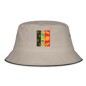 Belgien Fritten Diamanten Waffeln - Bucket Hat - Khaki/Schwarz - Vorne