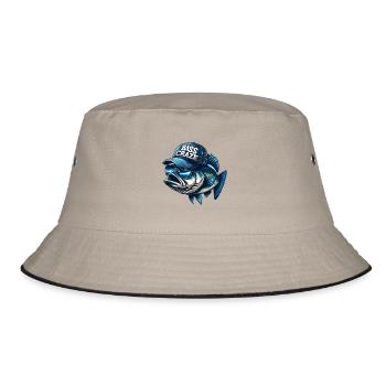 Gestreifter Barsch-Wahn - Bucket Hat - Khaki/Schwarz - Vorne