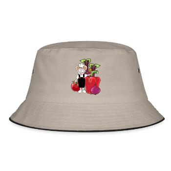 Mouse Cook Cooks Cook Vegetables Vegetarian Cooking - Bucket Hat - khaki/black - Front
