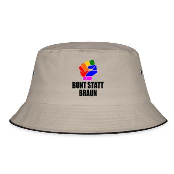 bunt statt braun - Bucket Hat - Khaki/Schwarz - Vorne