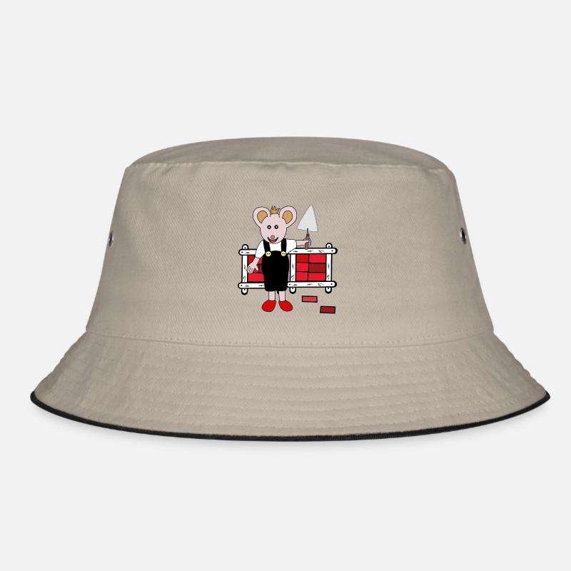 Maus Mäuse Maurer Handwerker Handwerk Berufe - Bucket Hat - Khaki/Schwarz