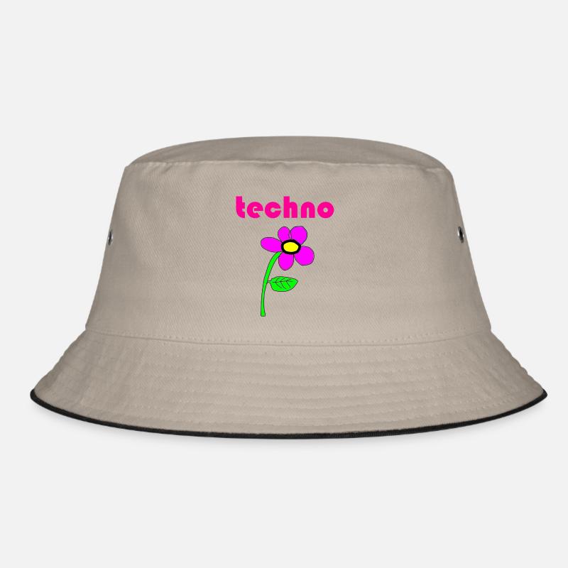 techno blume - Bucket Hat - Khaki/Schwarz