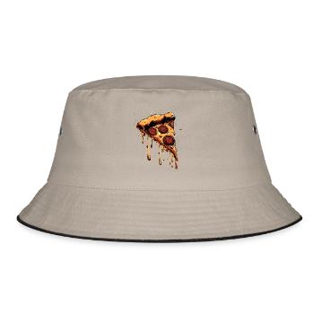 Pizza Slice Graphic - Bucket Hat - khaki/black - Front