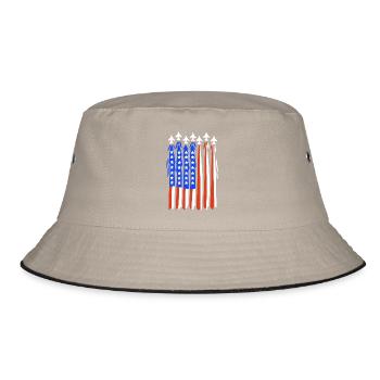 Amerikanische Flagge Kampfjet - Bucket Hat - Khaki/Schwarz - Vorne