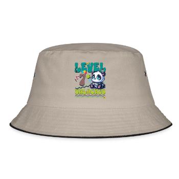 7th Birthday Level Unlocked Gaming Panda - Bucket Hat - khaki/black - Front