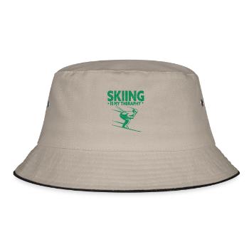 Skifahren Snowboard Berge Urlaub Schnee Freestyle - Bucket Hat - Khaki/Schwarz - Vorne