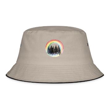 Fir Forest Rainbow Nature Lover - Bucket Hat - khaki/black - Front