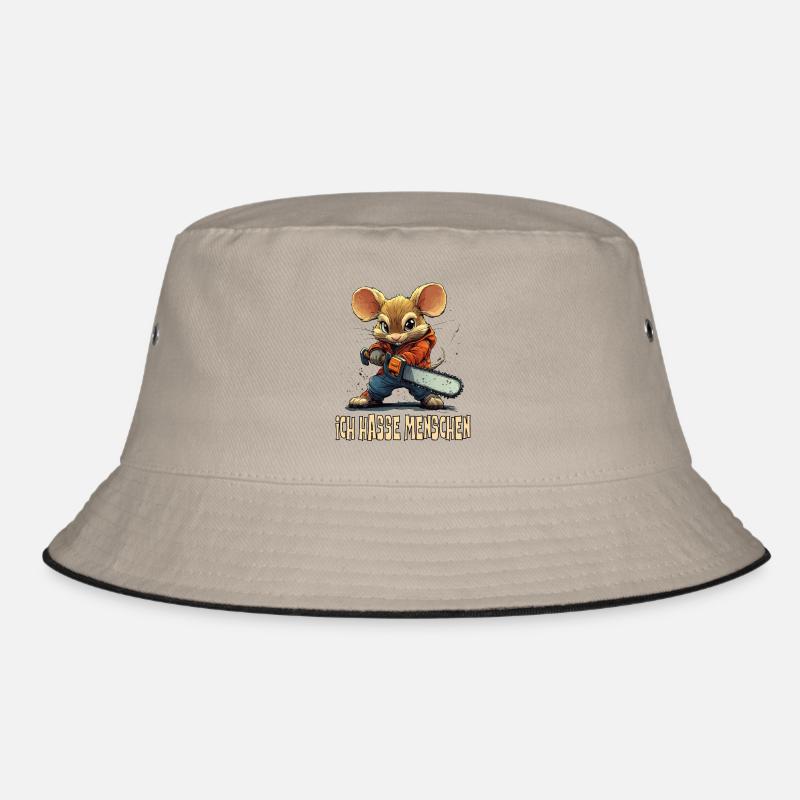 Funny mouse with chainsaw and saying, I hate Bucket Hat