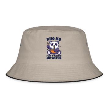 Funny Pho Cute Panda Eating Pho - Bucket Hat - khaki/black - Front