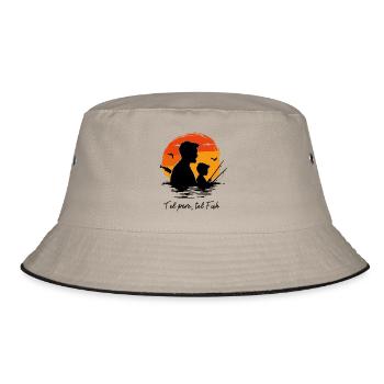 Fischfang vom Vater auf den Sohn, Fischer als Komplizen - Bucket Hat - Khaki/Schwarz - Vorne