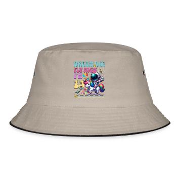 Astronaut Unicorn 13th Birthday - Bucket Hat - khaki/black - Front