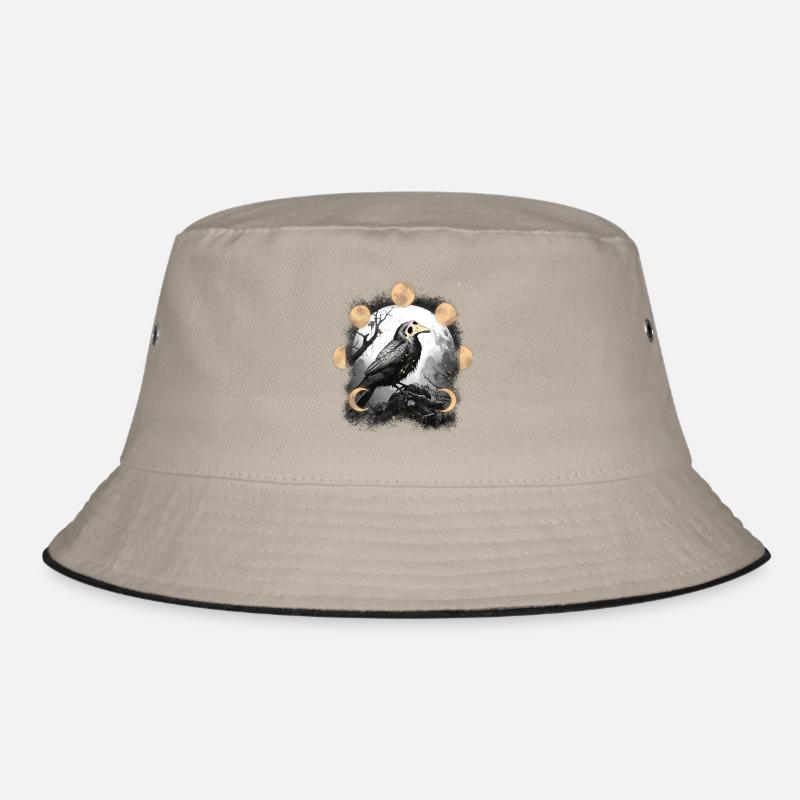 Crow Halloween Medieval Plague Moon Phase Raven Bucket Hat