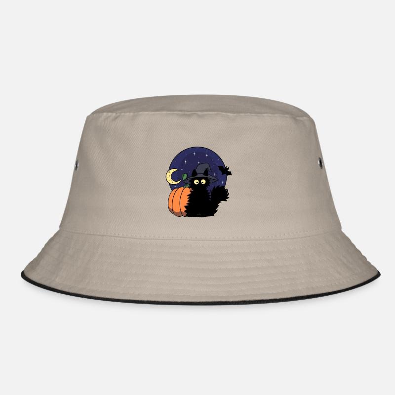 Cat Pumpkin - Bucket Hat - khaki/black