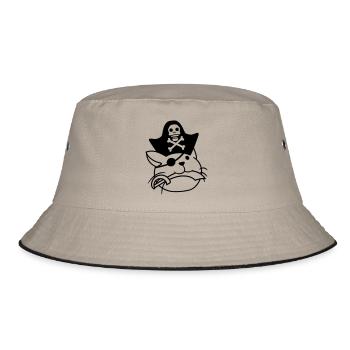 Cute Pirate Cat Buccaneer Eye Patch Hat Saber - Bucket Hat - khaki/black - Front