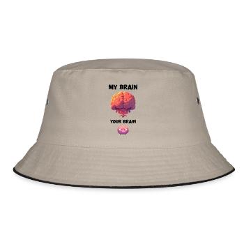 My Brain Your Brain Sarcasm Cartoon Brain - Bucket Hat - khaki/black - Front
