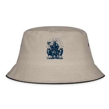 Wikinger-Krieger mit seinen Wölfen - Bucket Hat - Khaki/Schwarz - Vorne