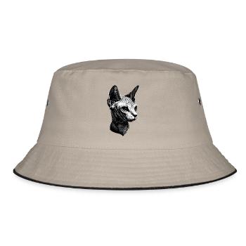 Sphynx Katze Sphynxkatze Canadian Cat Süße Sphinx - Bucket Hat - Khaki/Schwarz - Vorne