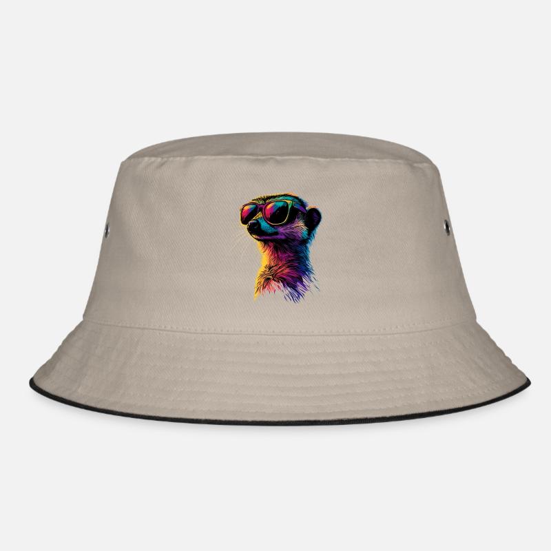 Erdmännchen Sonnenbrille Bunt Süßes Erdmännchen - Bucket Hat - Khaki/Schwarz
