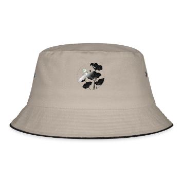 Libelle und Lotusblätter Dragonfly and Lotus - Bucket Hat - Khaki/Schwarz - Vorne