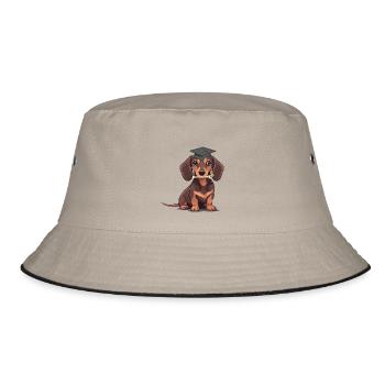 Dachshund Student Dog Study Study Dogs - Bucket Hat - khaki/black - Front